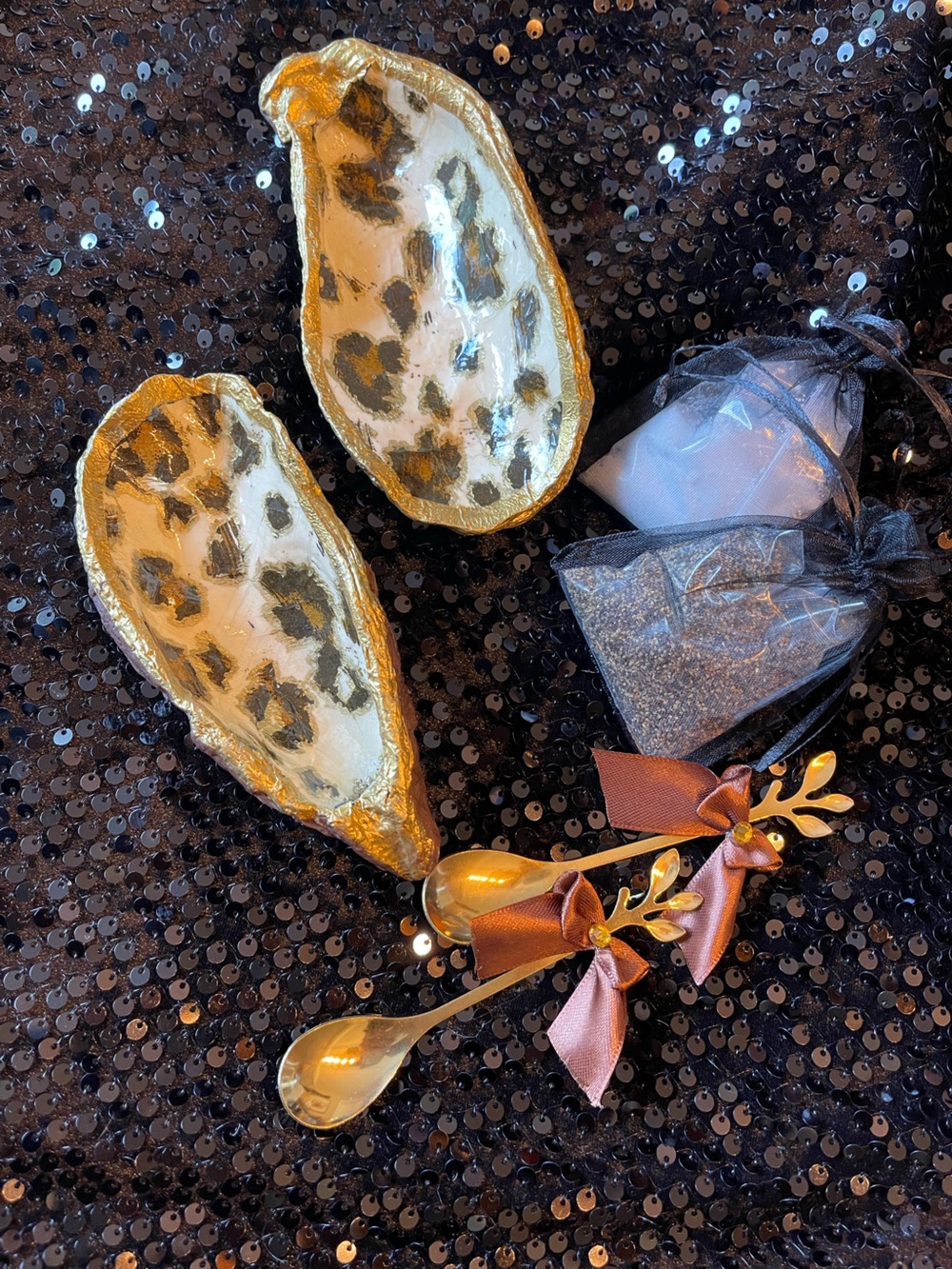Brown/Gold/Cream Leopard Pinch Pots